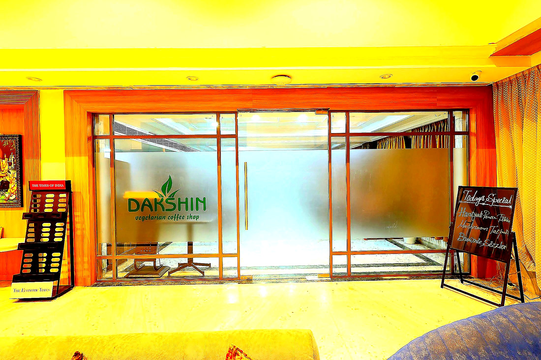 Dakshin signage at the restaurant entrance